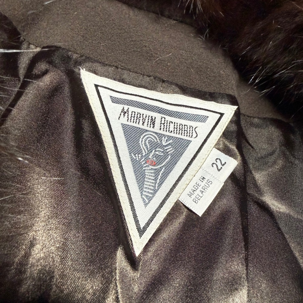 Marvin Richards Wool Cashmere Coat Womens 22 Brown Fox Fur Trim MR6WU039 Luxury - Picture 3 of 12